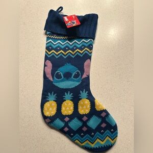 NEW Disney Lilo & Stitch Fair Isle Knit Blue & Yellow Christmas Stocking! 19”